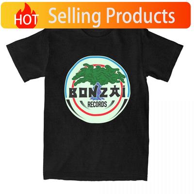 Bonzai Records Camisetas Diariamente Estiloso Versátil Algodão Vintage Manga Curta Unissex Unissex Divertido Harajuku Streetwear Tops Unissex