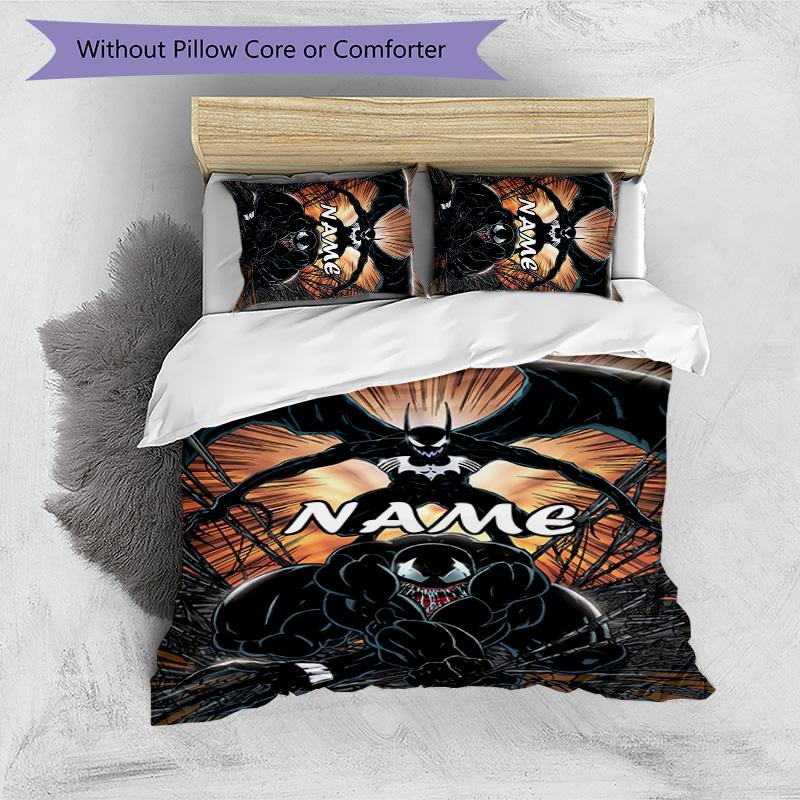 3pcs Venom4 Cover Set - Personalized Name, HD Printed Bedding with 1 Cover and 2 Pillowcases - Perfect for Home Decor, Easy Care