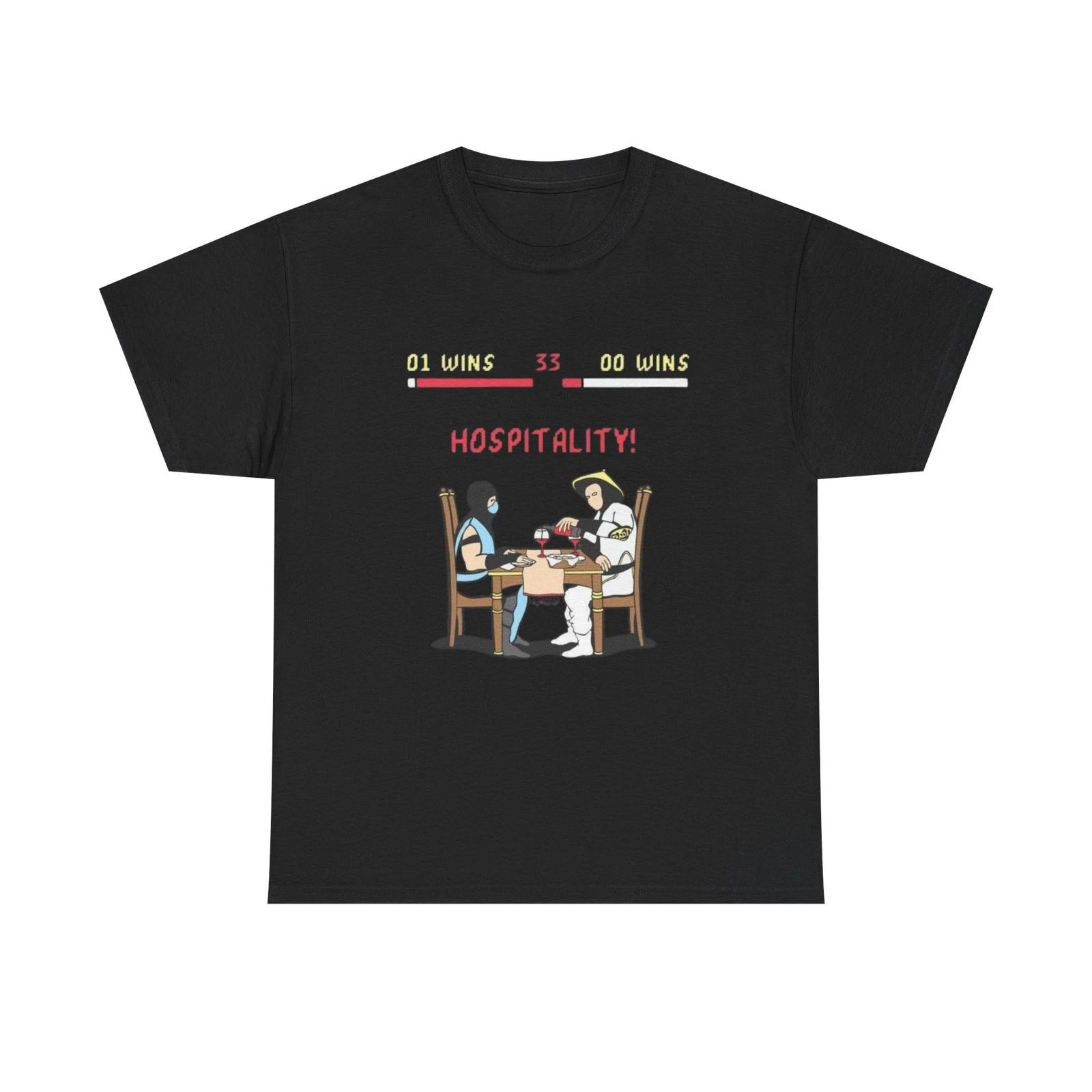 

MK Hospitality arcade scoreboard T-Shirt | Retro gamer dinner scene 3XL