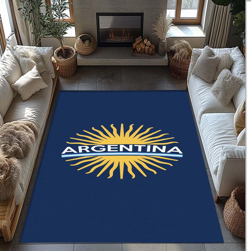 Tappeto in Flanella Stampato Squadra Nazionale di Calcio Argentina Antiscivolo Morbido Poliestere Tappeto per Pavimento Tappetino Decorativo per Interni per Camera da Letto Soggiorno Divano
