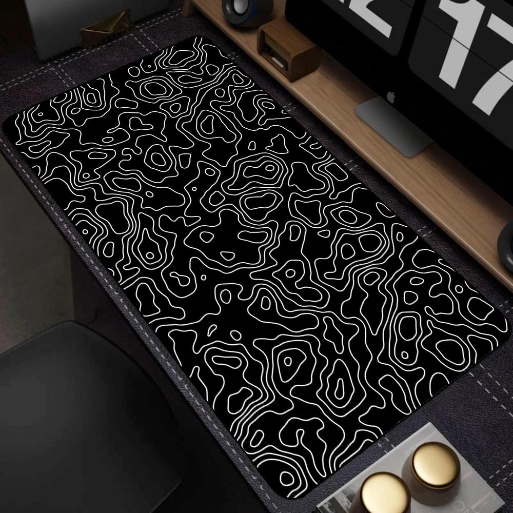 Large Black and White Art Mouse Pad Pc Gamer Mousepad Mat White Desk Mat Strata Liquid Mausepad Computer Keyboard Big Table Mat