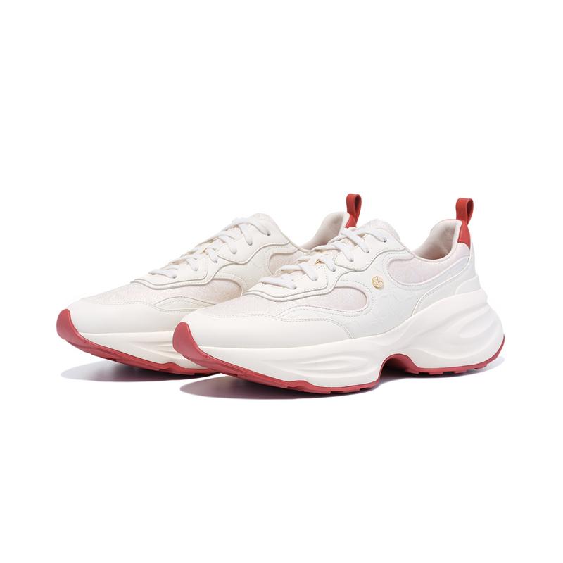 LI NING 1990 Classic Collection Rebound Slip Resistant And Abrasion Resistant Low top Casual Shoes Men's Ecru ALFV015-1