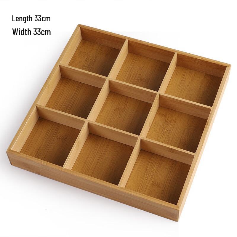 MOLUONA 9-Compartment Bamboo Divided Snack Tray