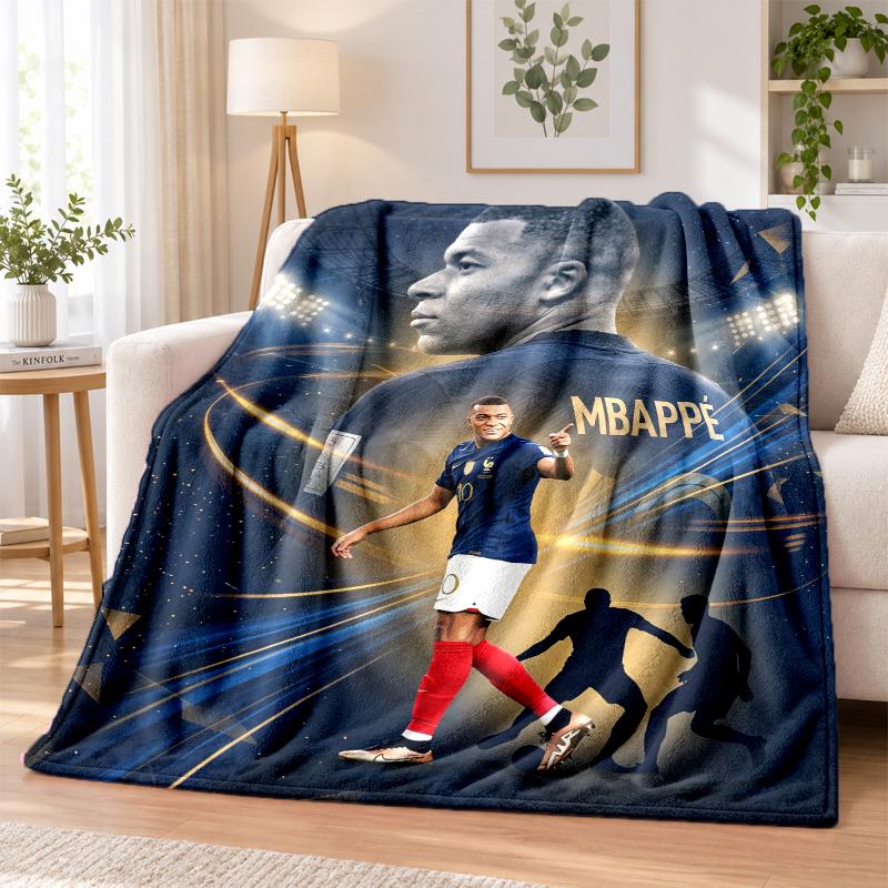 Kylian Mbappe Printed Flannel Blanket Warm Comfort Bed Throw For Indoor Home Decoration