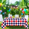 Boao 3 Pieces 4th of July Table Cloth Memorial Day Red White and Blue Tablecloth Buffalo Plaid Plastic Table Covers Rectangle Checkered Patriotic