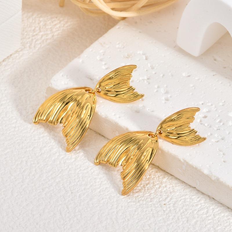 Starfish Stainless Steel Earrings Light Luxury High Sense Retro Simple Jellyfish Exaggerated Earrings Women