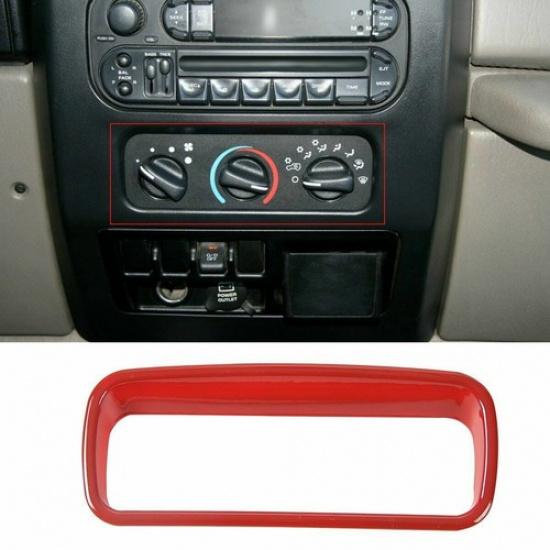 Red Console AC Air Condition Switch Button Panel Trim For TJ Jeep Wrangler 97-06