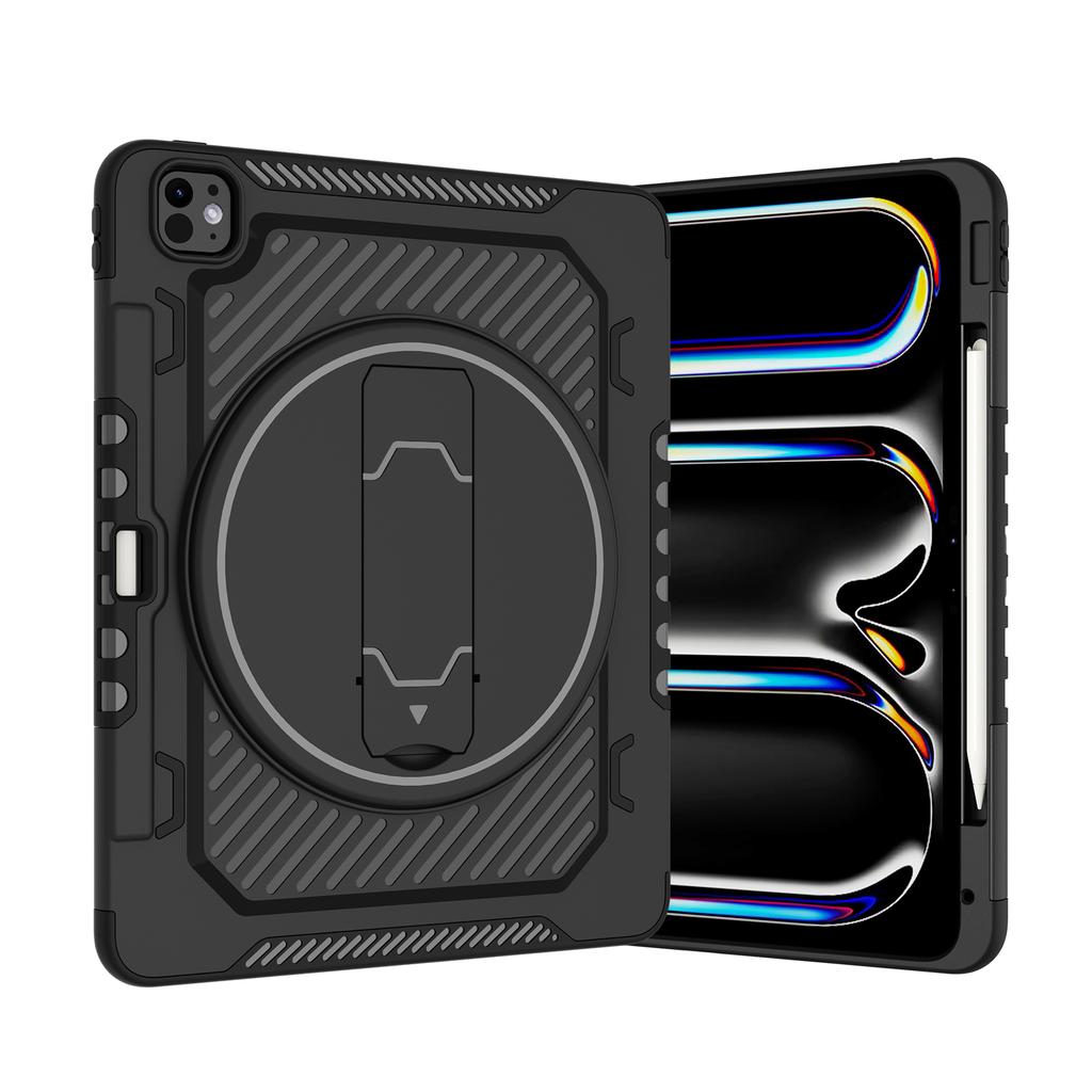 For iPad Pro 13 (2025)/13 (2024) Case Kickstand PC + TPU Shockproof Tablet Cover with Pen Slot