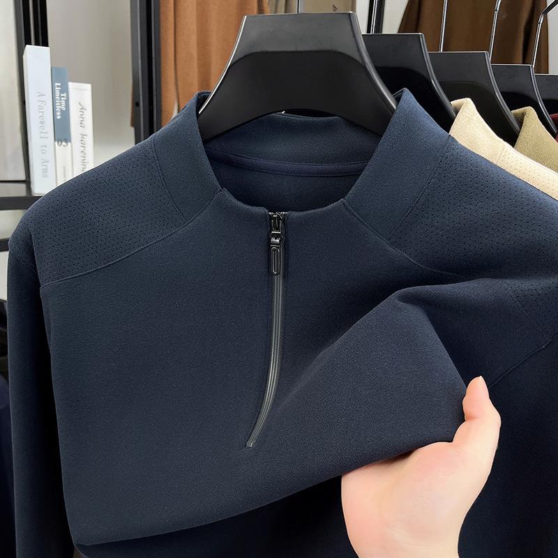 Men's Stand Collar Half-Zip Hoodie - Casual Autumn/Winter Long Sleeve Base Layer