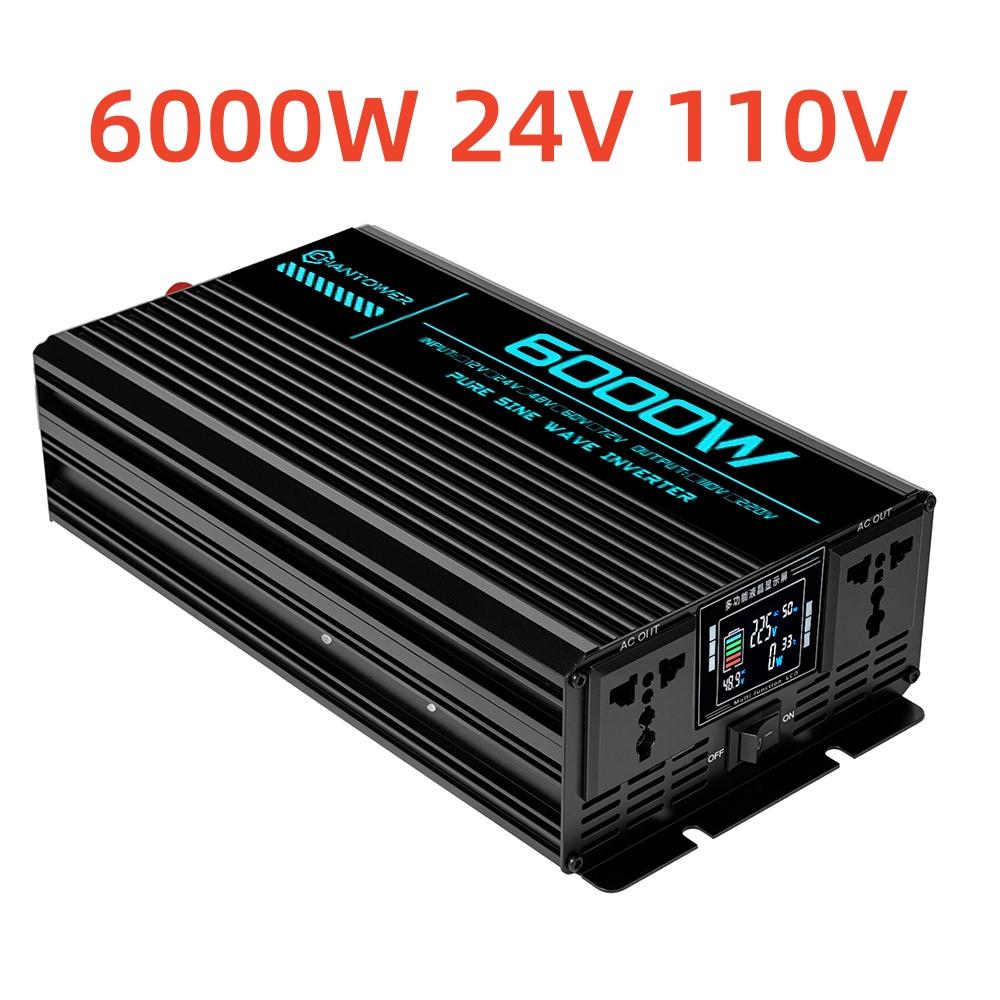 Pure Sine Wave Inverter DC 24V To AC 220V/110V 1000W 1600W 3000W 4000W 5000W 6000W Power Converter Car Solar Inverter
