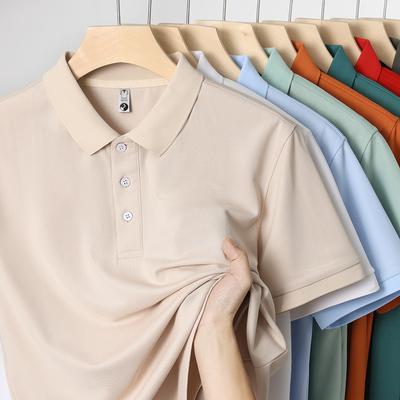 Vasariniai vyriški polo marškinėliai trumpomis rankovėmis, paprasti verslo laisvalaikio vienspalviai marškinėliai su atvartu, „Ice Silk“, kvėpuojantys ir universalūs