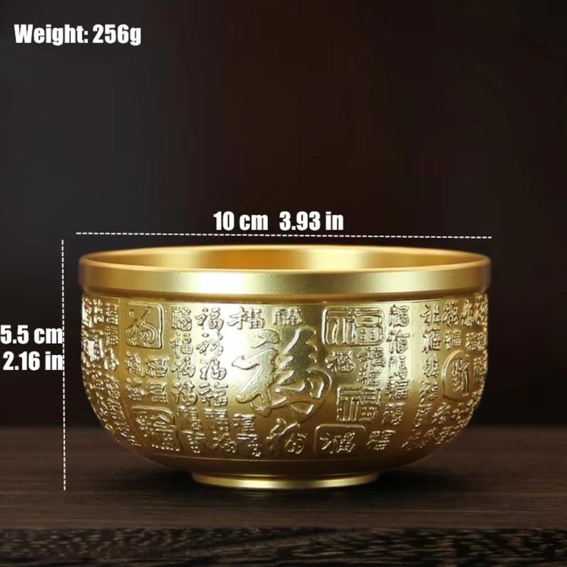 Golden Metal Bowl Copper Decorative Bowl Serving Bowl Blessing Bowl Fengshui Ornament Buddhist Altar Accessories Gift