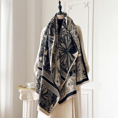 Fashion Faux Cashmere Winter Scarf For Women Vintage Pattern And Tassels Soft Warm Shawl Elegant Wrap Ideal For Winter Styling