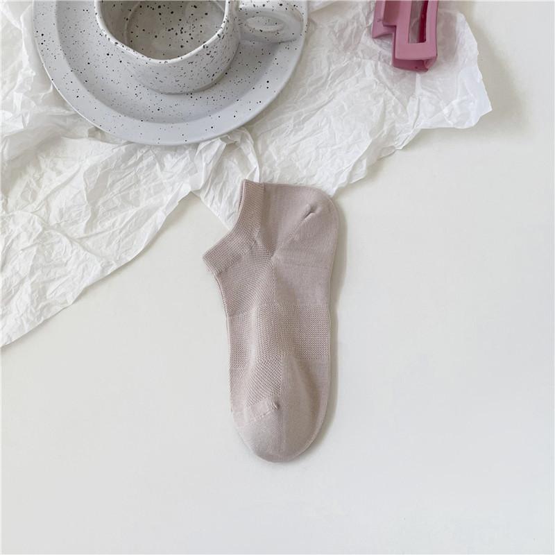 Vintage Socks Women'S Thin Mesh Women'S Socks Boneless Macaron Color Boat Socks Anti-Ball Cotton Socks