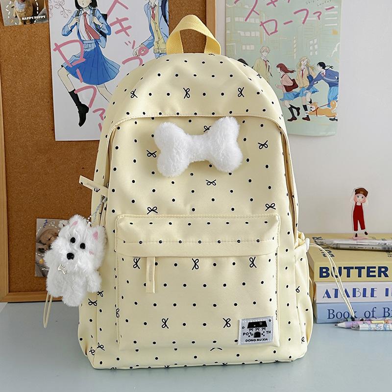 Schoolbag New Schoolbag Female Junior High School Girl Girl Heart Polka Dot Bow Versatile High Value Female Student Backpack