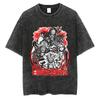 Japanese Anime One Piece Retro Washed Tshirt Men and Women Summer Harajuku YK Clothing Round Neck Short Sleeved Tshirt Unisex