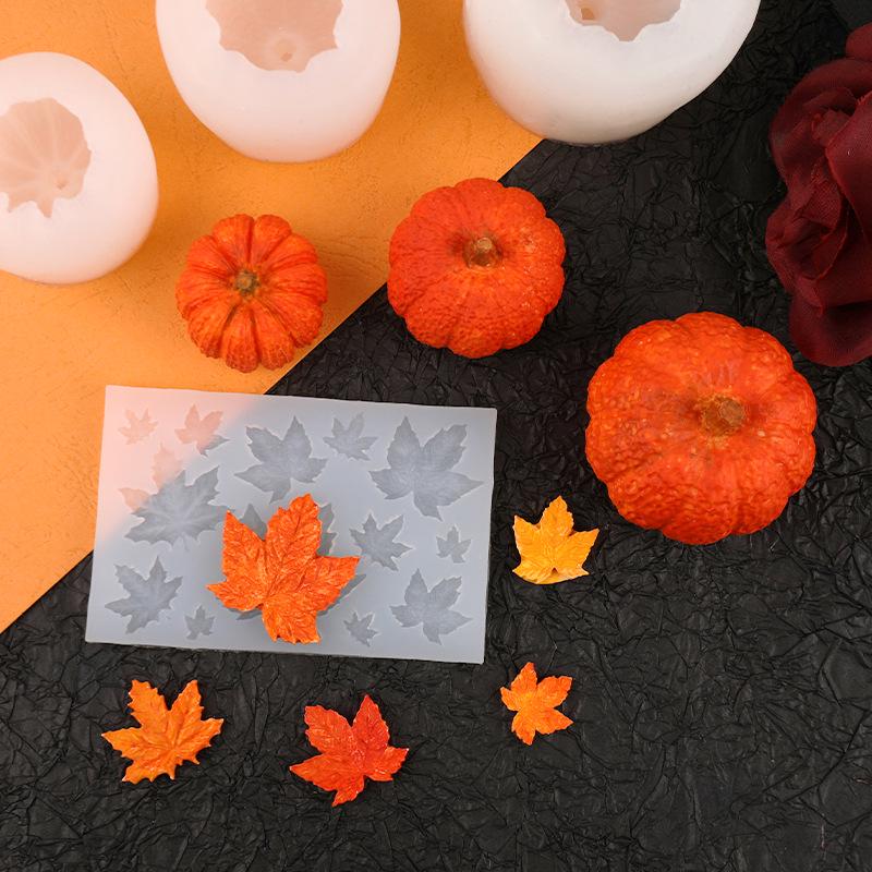 Halloween Pumpkin & Maple Leaf Silicone Mold for Cake, DIY Baking, Aromatherapy, Plaster, and Candle Crafting