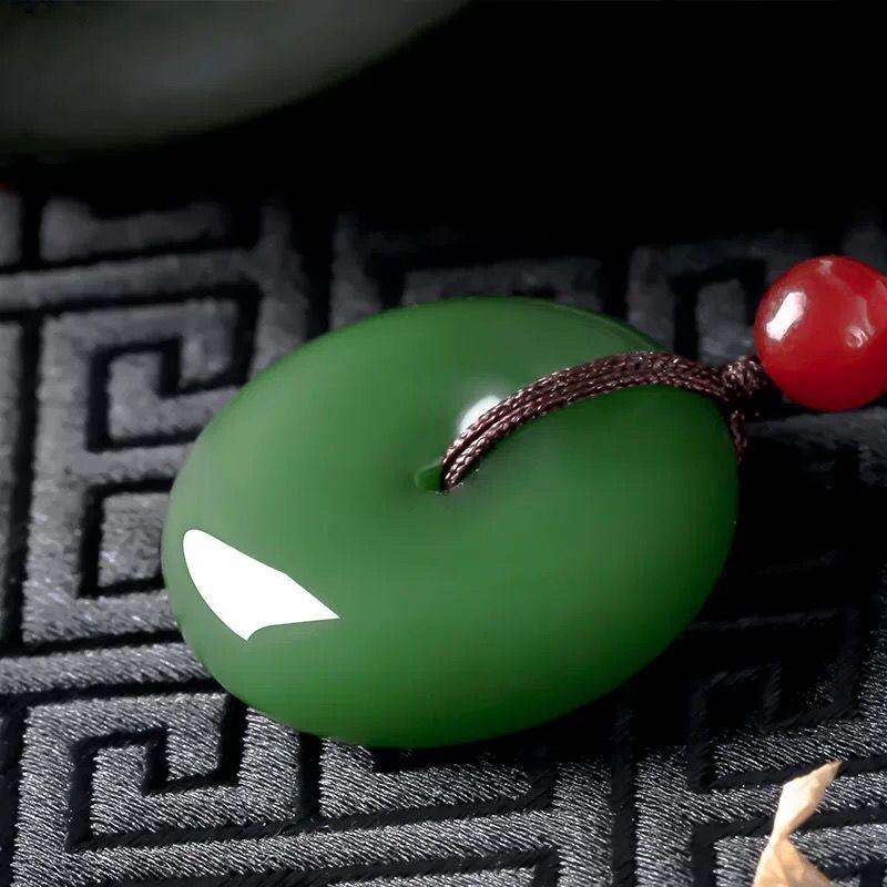 Pendant Safety Buckle White Jade Safety Buckle Free Jade Welfare Necklace for Men and Women