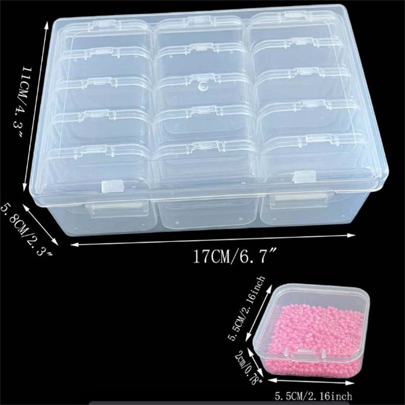 1PC Transparent Plastic Box Nail Decoration Packaging Box Female Jewelry Handheld Diy Handmade Material Desktop Storage Box Set