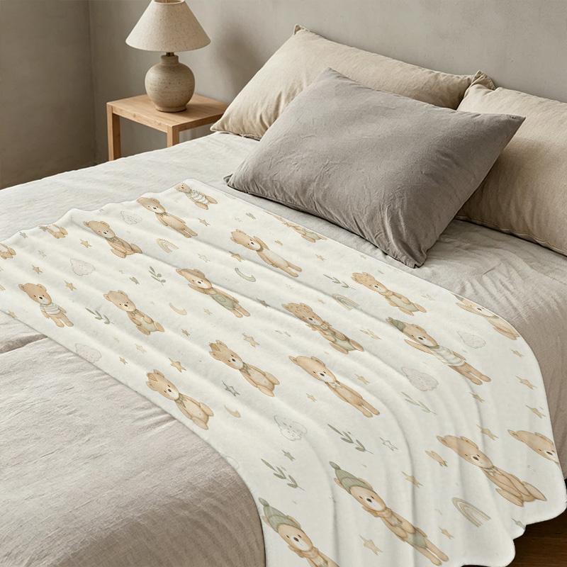 Lightweight Flannel Throw Blanket – Bear Series, Soft Cozy Warm Plush Blanket for Home, Napping, Christmas & Halloween