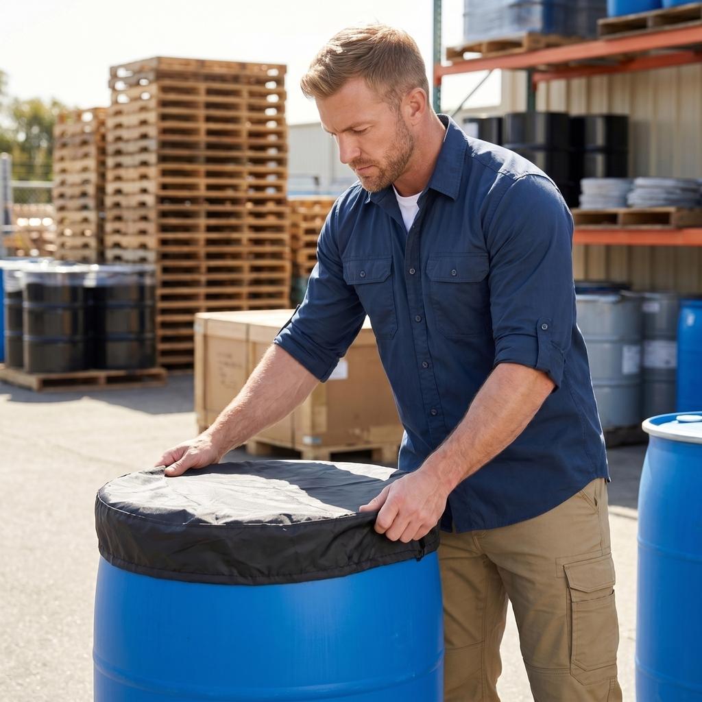 Industrial Drum Cover Dustproof Rainproof Protective Lid for Chemical Barrels Round Composite Container Protective Cover