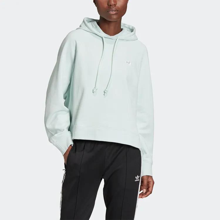 adidas Originals Sweatshirts Women's Teal Hooded Moderate Regular (Unisex) Sweatshirts FU3768