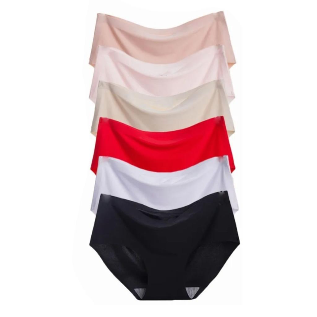 6pcs Women Underwear Mid Waist Seamless Breathable Pure Color Tummy Control Lady Brief Panties XL Multi Color XL
