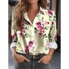 Summer Women's Shirt Flower Graphics Blouse Lapel Neck Blouse Women's Long Sleeve