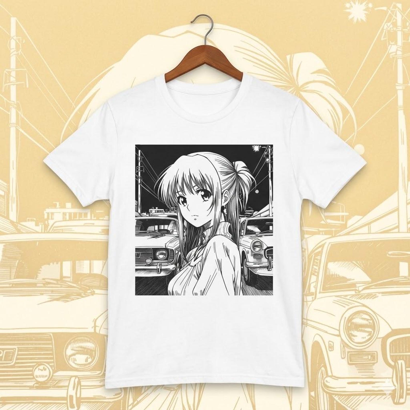 Tokyo Anime Girls Street T-Shirt | Akihabara Night Manga Graphic Tee S