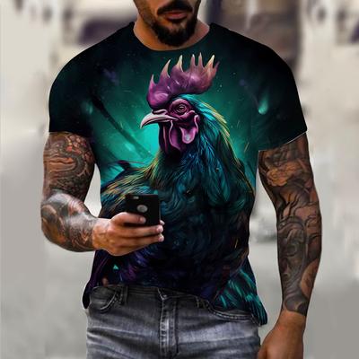 Cock Series 3D Printed Outfits Men's Tops Casual Short Sleeve T-shirt Casual O Neck Summer Tee Shirts
