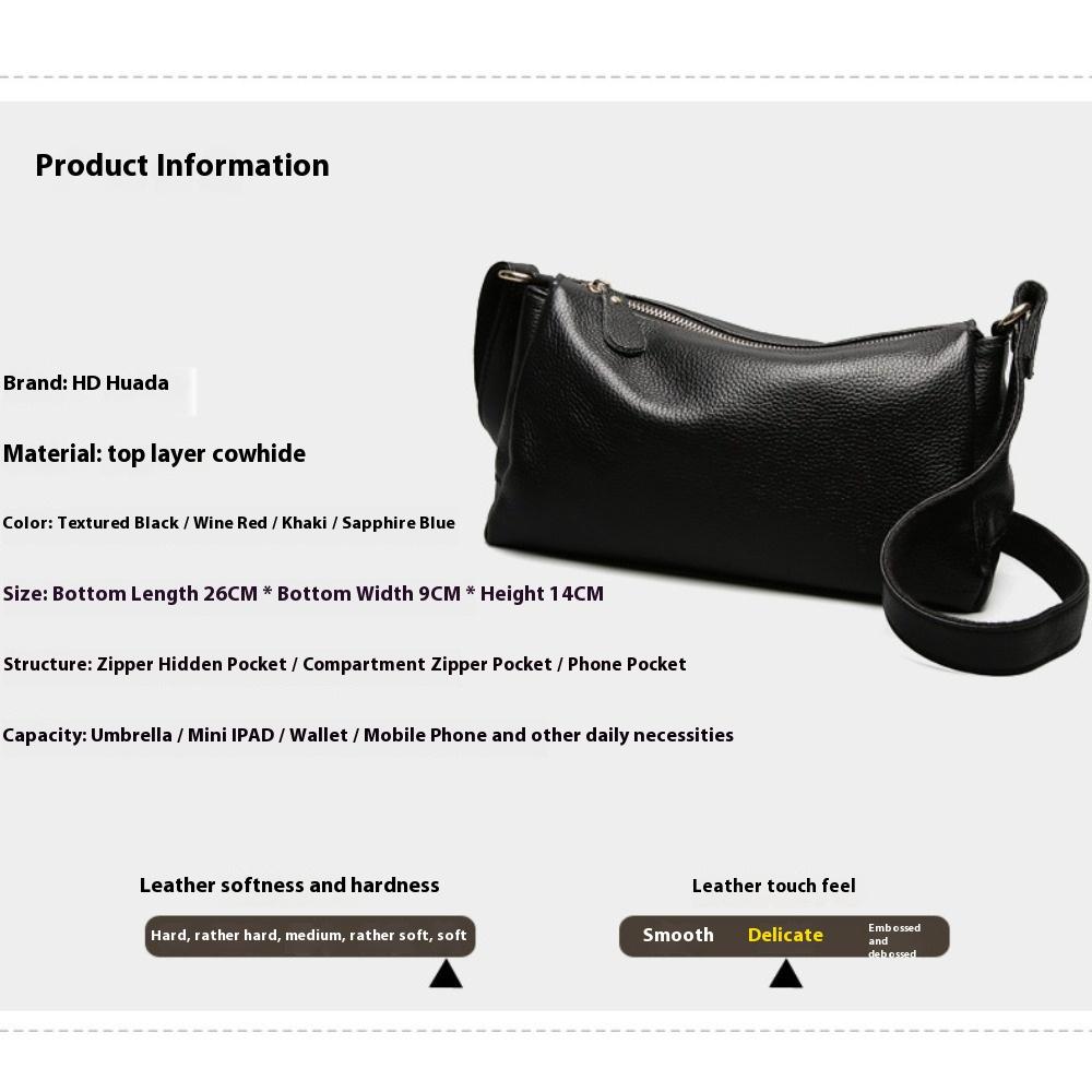 Leather Women's Bag Single Shoulder Diagonal Cross Casual Small Bag Women's Simple Cowhide Soft Leather Messenger Bag