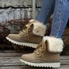 Large Size Mid-calf Snow Boots Women 2025 Fall and Winter Padded Thickened Warm Lace-up Cotton Boots