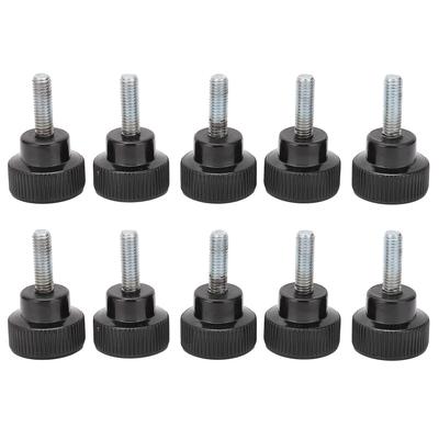 10 Stück Rändelschraube Griff Rundkopf Rändelknopf Klemmbolzen Drehbank Hand-Drehschraube Schwarz M6x25x20