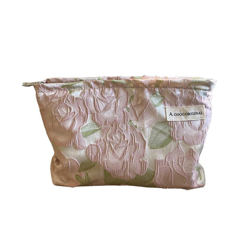 Fresh Sweet Rose Cosmetic Bag Large Capacity Portable Travel Toiletry Pouch