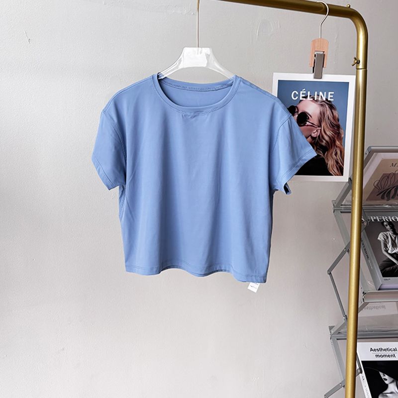 Lu Same Style Yoga Clothes T-shirt Women's Summer Shorts Loose Quick-Drying Breathable Sports Running Short Sleeve T-shirt Workout Clothes