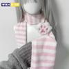 Kawaii Pletený šátek Dekorace kočičí tlapka Pruhované šátky Y2K Podzim Zima Roztomilý Hřejivý šátek Doplňky subkultury