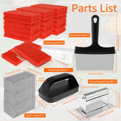 26Pcs Upgraded Griddle Cleaning Kit for Blackstone, Flat Top Grill Cleaner Set Multifunctional BBQ Grill Deep Cleaning Tools
