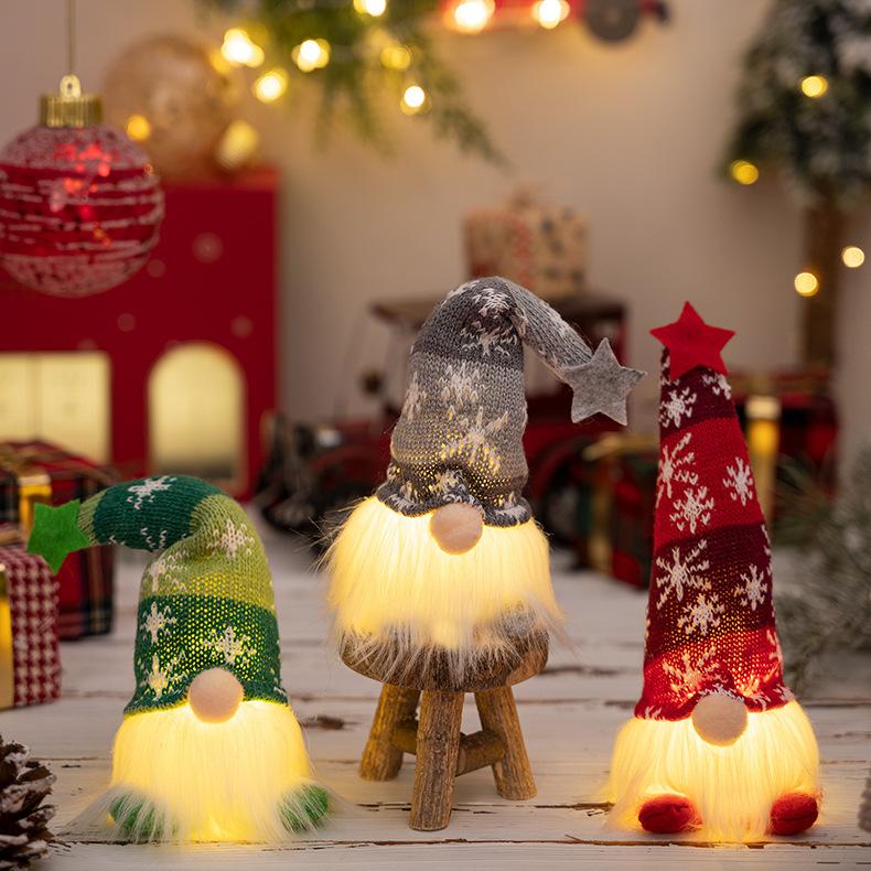 Christmas Glowing Gnome Faceless Doll With Lights Series Xmas Atmosphere Festival Home Decoration New Year Rooms Ornaments Gifts