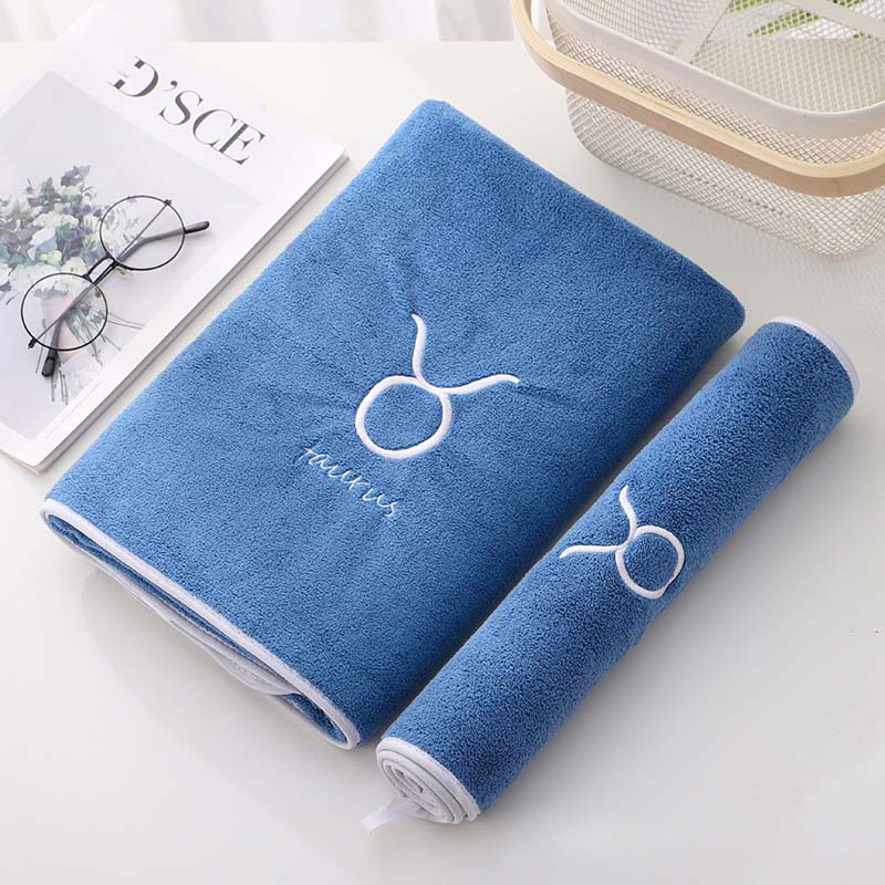 Toalla Hotel Home 100% Polyester Hand Facial Shower Towel Soft Hotel Bath Towel Custom constellation Embroidery Towel