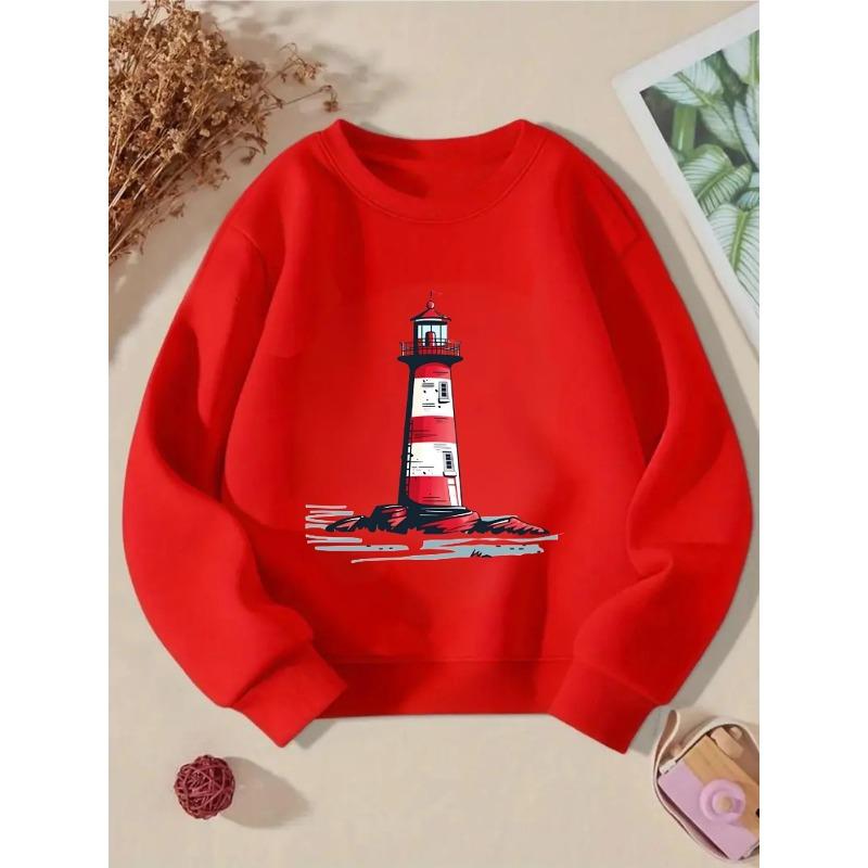 Kids Sweatshirt Print Soft Round-Neck Sweatshirt, Machine Washable Spring/Fall Casual Wear for Playdates & Everyday Outfits