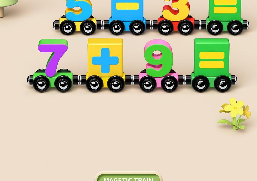 Magnetic Number Train Toy: Educational Building Blocks for Kids Ages 2-6