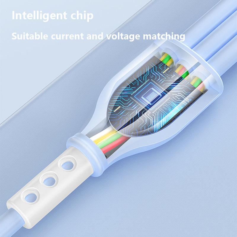 3 In 1 66W Data Cable Liquid 6A Super Fast Charging Fast Charging Three In One Charging Cable 1.2M