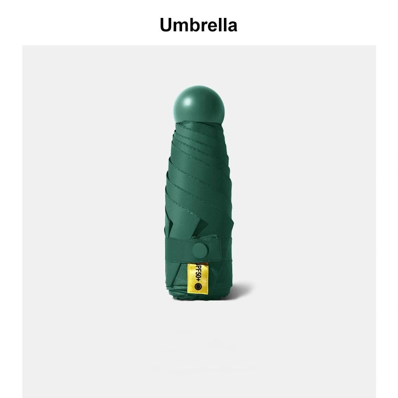 Kapselparaply Solrik og regnfull Dualuse Regntett solbeskyttelse Utendørs reise Bærbar miniparaply