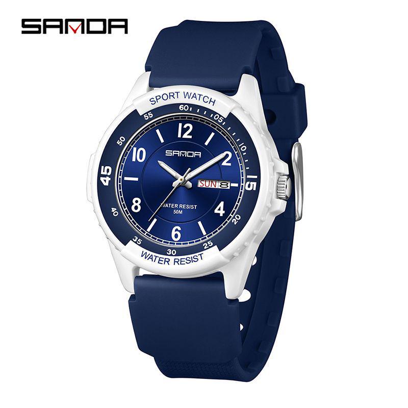 Sanda Trendy Waterproof Unisex Electronic Watch with Double Calendar