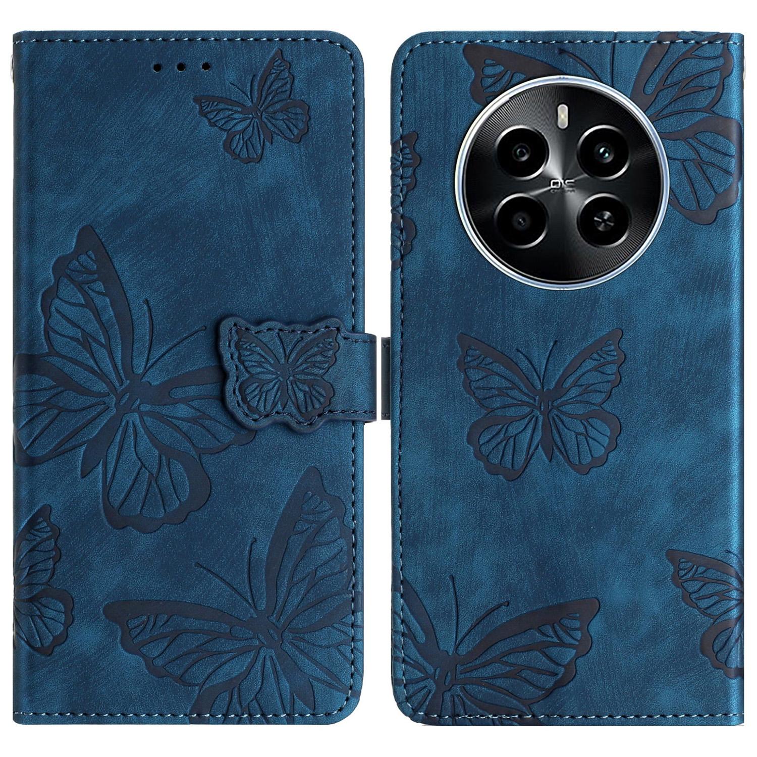 

For Realme Narzo 70 5G/Narzo 70 Pro 5G/P1 5G/12 4G/12+ 5G Case Butterfly Design Flip Wallet Leather Phone Cover Skin-Touch F