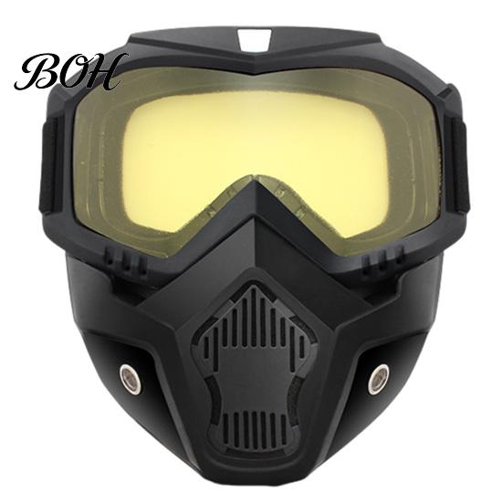 Oil And Gas Safety Gear Full Face Goggle Mask, Detachable Cycling Goggles Mask with Anti-Fog HD Lens Protective Eyewear Lens, Large Viewing
