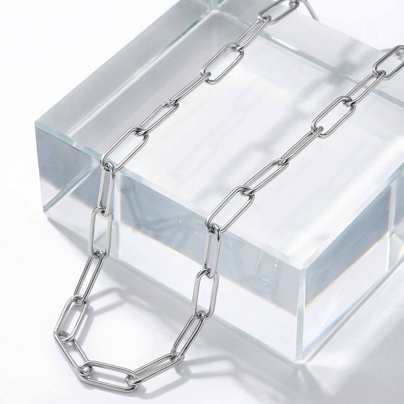 Women s Stainless Steel Long Chain Necklace Fashion Geometric Necklace With Multiple Wearing Styles Simple Party Jewelry Gifts