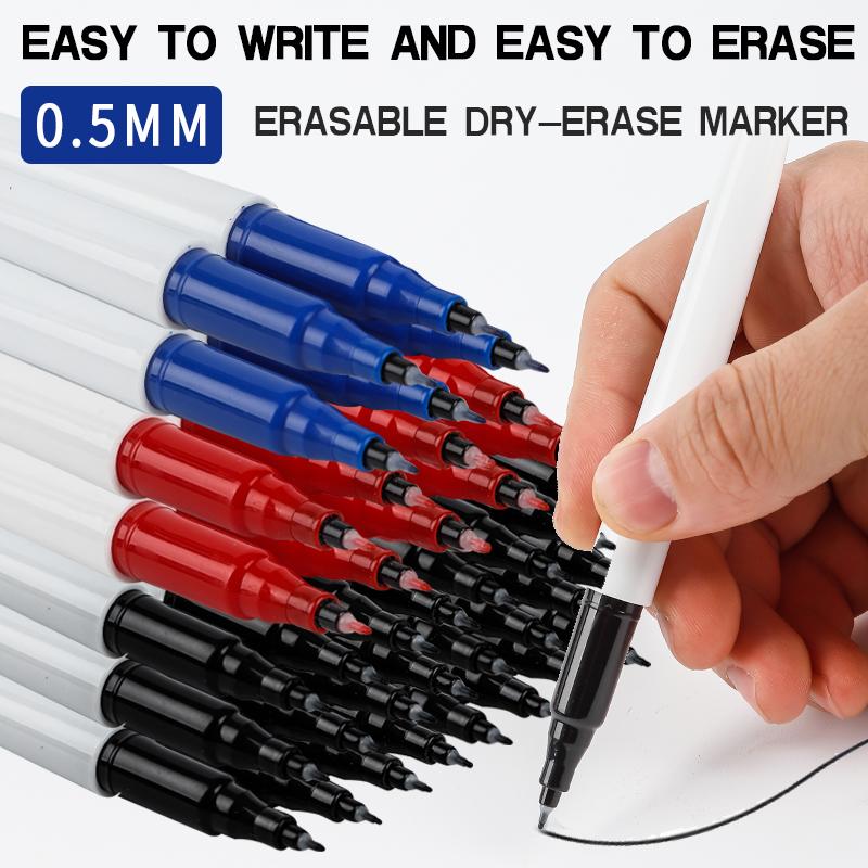 Haile 12Colors Dry Erase Markers Fine Tip 0.5mm Erasable Whiteboard Pens for Kids Teachers Office School Student Stationery