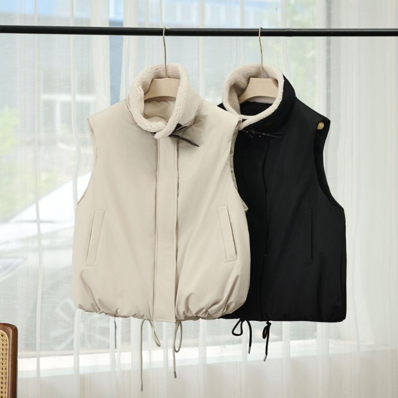 Lamb wool vest women's vest short autumn and winter cotton vest sleeveless cotton vest outer coat