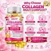Multi-type collagen dietary supplement; contains collagen types I, II, III, V, and X; 2500mg content; suitable for adults.